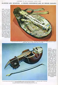 Teak: A French cornemuse and an Indian sarangi