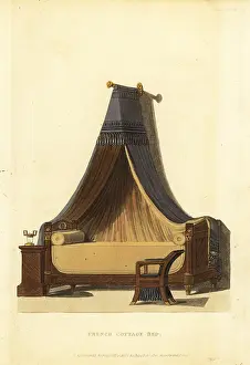 Interior Decor: French cottage bed with canopy, 1815