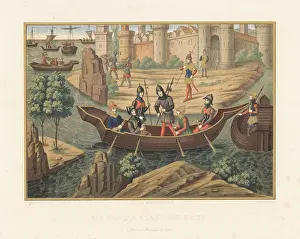 Bibliotheque De Larsenal: French crusader knights return to Acre after a raid, 1160s