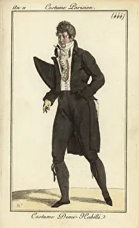 Cravatte: French dandy in black semi-formal costume, Paris, 1803