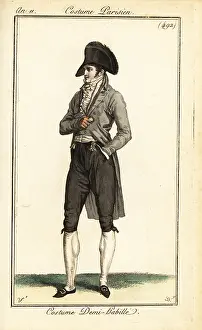 Costume Parisien: French dandy in semi-formal outfit, 1803