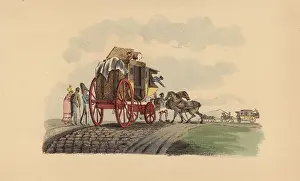 Sotheran: French diligence, half wagon, half coach, on