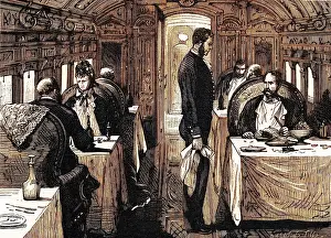 Mary Evans (colourised): FRENCH DINING CAR