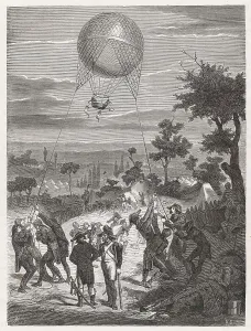 Reconnaisance: French Entreprenant air balloon, battle of Fleurus 1794