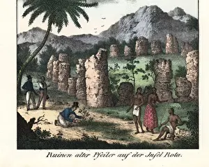 Goedsches: French explorers at ancient Chamorro stone