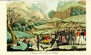 Corsi: French explorers drawing natives on the island