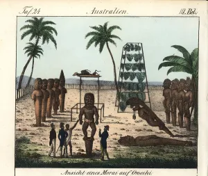 Goedsches: French explorers visiting a Morai (temple)