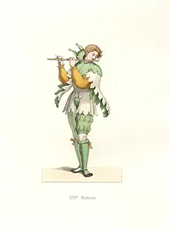 Duplessiss: French fool, 16th century, in tunic, codpiece