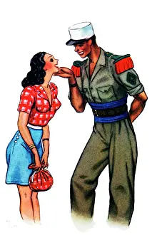 Girlfriend: French Foreign Legion Troop with girlfriend (postcard)