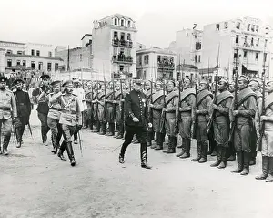 Reviewing: French General at review of Russian troops, WW1