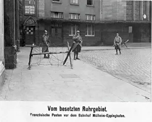 Barricades: French guard post in front of the railway station