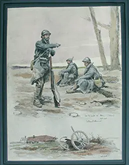 Bellecour: French Infantry and damaged wagon, Curlu