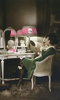 Powders: French lady getting ready to go out in her boudoir