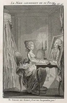 Boudoir: French lady at her writing table