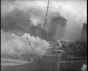 Normandie: French Liner Ship SS Normandie Burning in