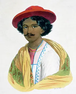 Caste: French lithograph of high caste Brahmin man in