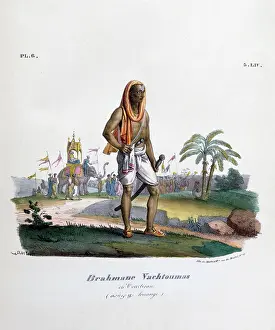 1828: French lithograph of high caste Brahmin soldier