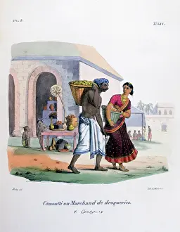 1828: French lithograph of a high caste woman with a