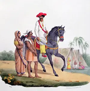 Nobleman: French lithograph of Nobleman on horseback in