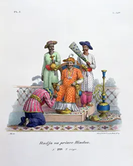 Raja: French lithograph of Raja or noble ruler with