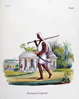 Bearer: French lithograph of a Silver bearer with sword