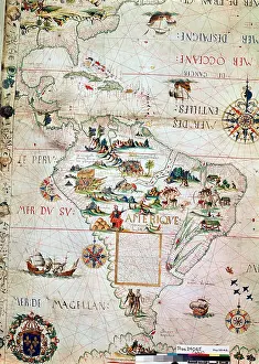 Parrots: French map of Central and South America, showing