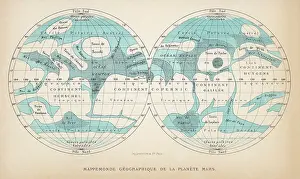 Patches: French map of the planet Mars