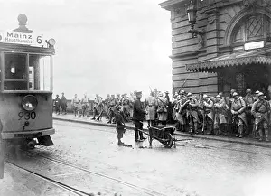 Tramway: French occupation troops at the main station
