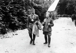 Maes: A French officer is led to the German lines, 1940