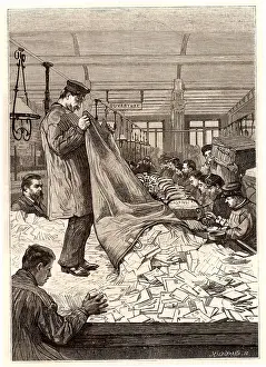 Postage: French postal service. Sacks of letters being