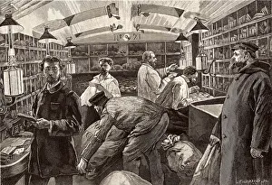 Dedicated: French postal service. Sorting letters on the