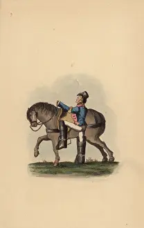 Postboy: French postboy with pigtail and heavy boots, circa 1815