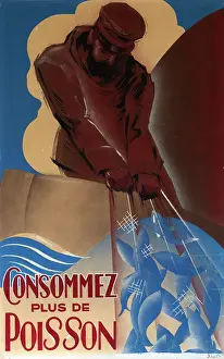 Delcourt: French poster, Eat More Fish, WW2