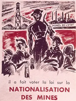 Pickaxe: French poster, nationalisation of mines