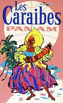 Concertina: French poster, PANAM to the Caribbean