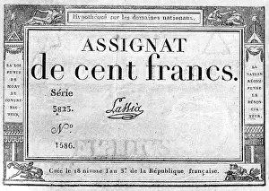 Impoverished: French Revolution, assignat worth 100 francs