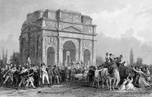Guillotine: French Revolution. Guillotine set up under the