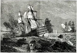 1810s: French ships stranded off Grau, Valencia, Spain
