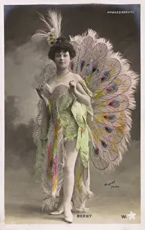 Feathery: French Showgirl wearing an array of amazing feathers