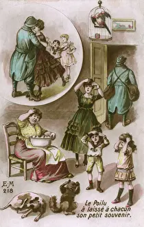 Sanitation: French soldier returns home from the front bearing fleas!
