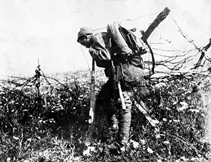 Exhausted: French soldier at Verdun during the first World War