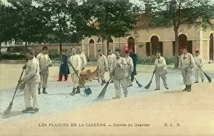 Flagstones: French soldiers cleaning their Barrack Yard