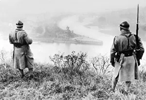 Koblenz: French soldiers on Deutsches Eck, 1929