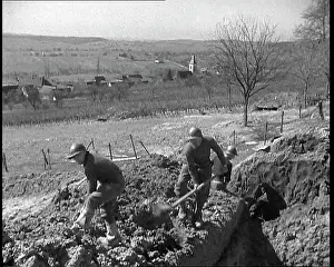 Maginot: French Soldiers Digging Deep Trenches Near