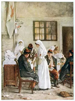 Poitiers: French soldiers receive first aid, Poitiers station, WWI
