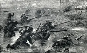 Ditches: French troops advancing in a snowstorm through