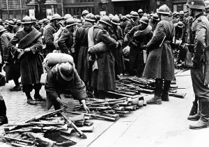 Capitulate: French troops capitulate, 1940