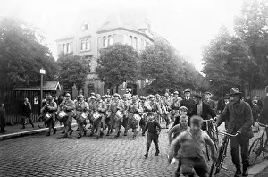 Drummers: French troops march out of Wiesbaden, 1930
