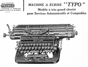 Typewriter: French Typo Typewriter machine advertised circa 1890