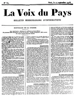 Progaganda: French war newspaper, 1918